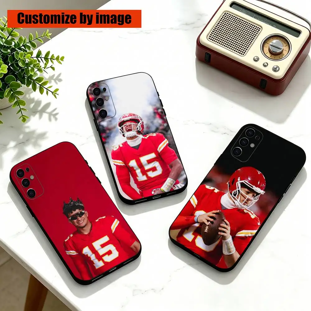 Funda de Silicona Negra para Teléfono con Diseño de Patrick M-Mahomes, Fútbol Americano, para Samsung S25, S24, S21, S22, S23, S30, Ultra, S20, Plus, Fe, Lite