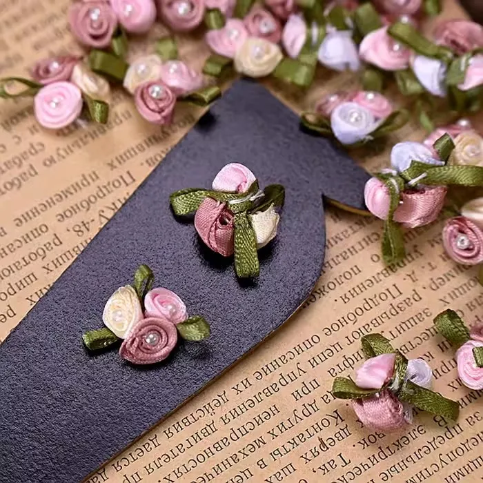Ribbon Flower hand sewn three color flower clothing accessories headdress handmade DIY decal materials