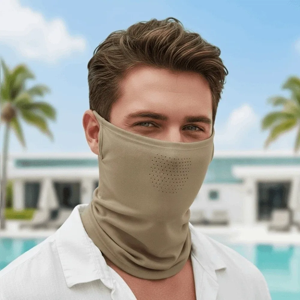 Outdoor Work Elastic Breathable Sunscreen Mask Thin Neck Sunshade Sunscreen Scarf Hook-on Solid Color Face Sun Protection Beach