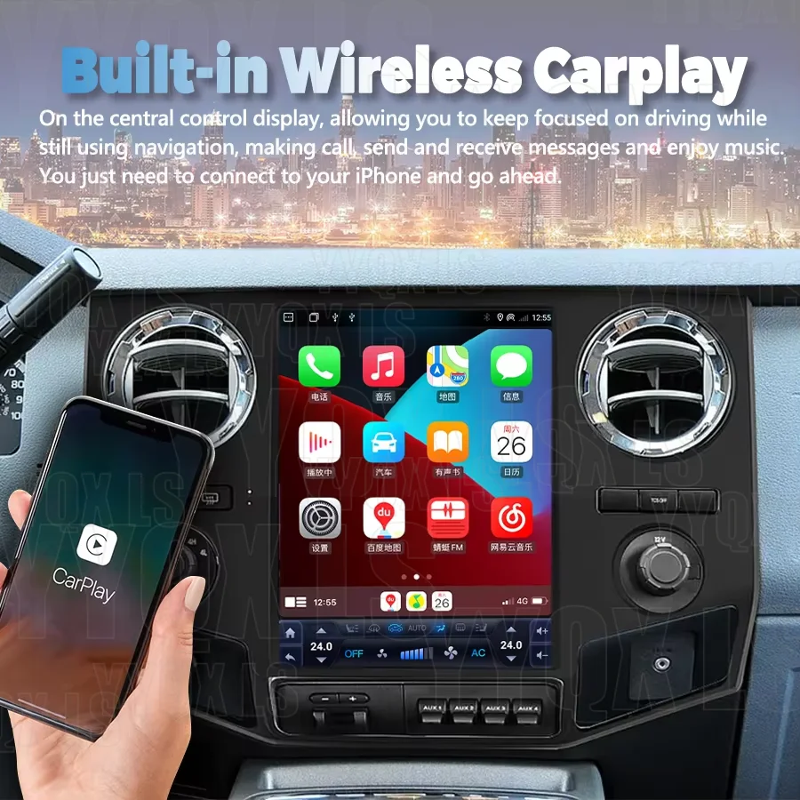 12.1 Inch Android 13 Car Radio CarPlay For Ford 250 350 450 2010-2016 Touch Screen Multimedia Player GPS DSP Head Unit Auto BT