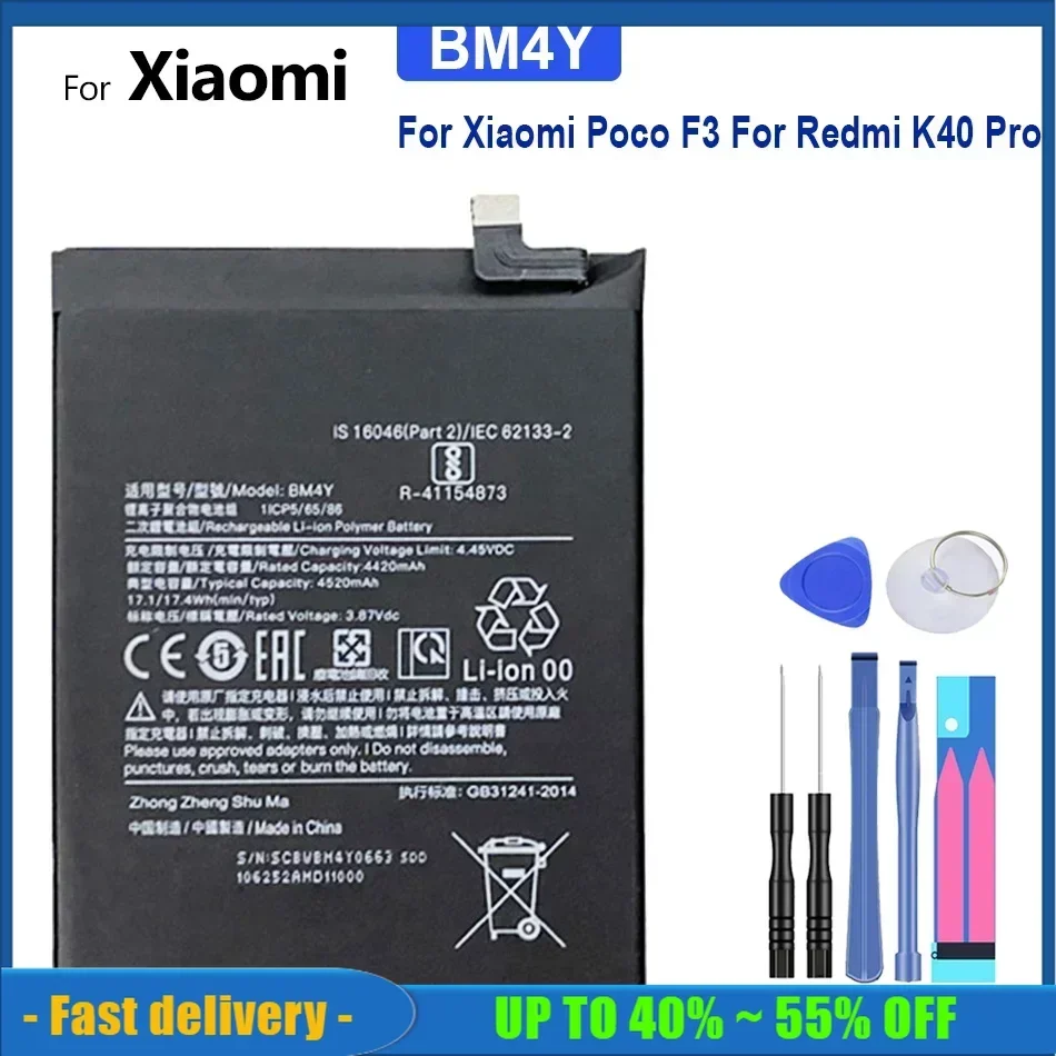 BM4Y Replacement High Capacity Mobile Phone Battery For Xiaomi Poco F3 For Redmi K40 Pro K40Pro 4520mAh Smartphon Batteries