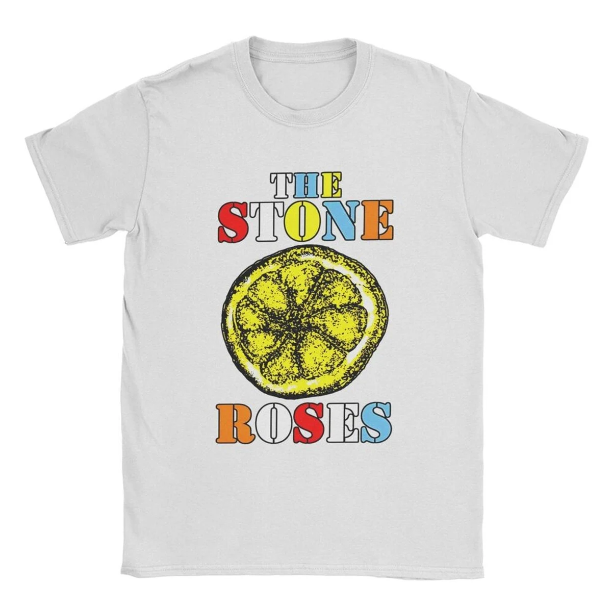 The Stone Roses Logo T Shirts for Men Pure Cotton Funny T-Shirt Round Neck Christmas Tour Tee Shirt Short Sleeve Clothing Summer