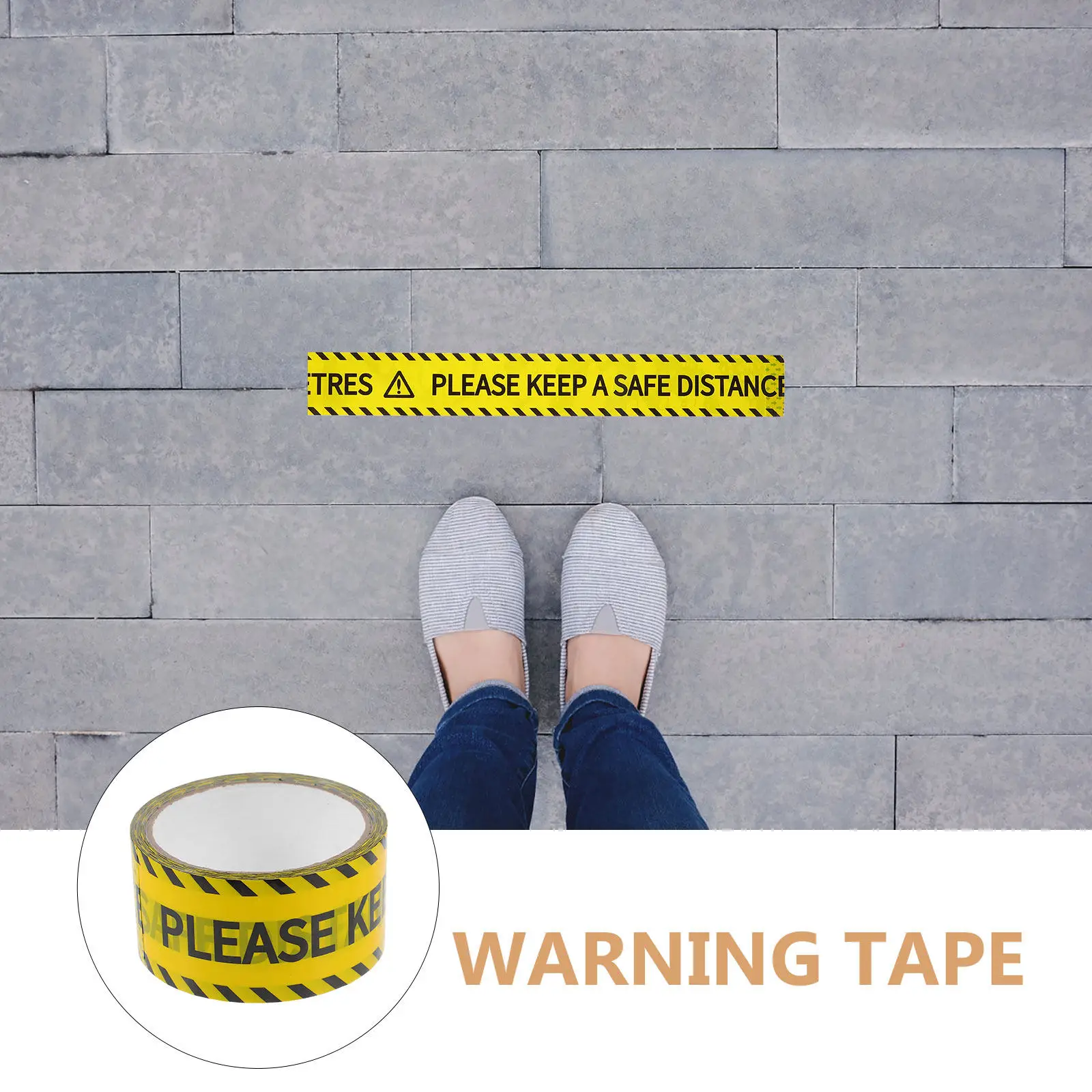 1 Roll Warning Tape Keep Safe Distance Bright Adhesive Safety Caution Tape for Construction Site Warning Sticker Label