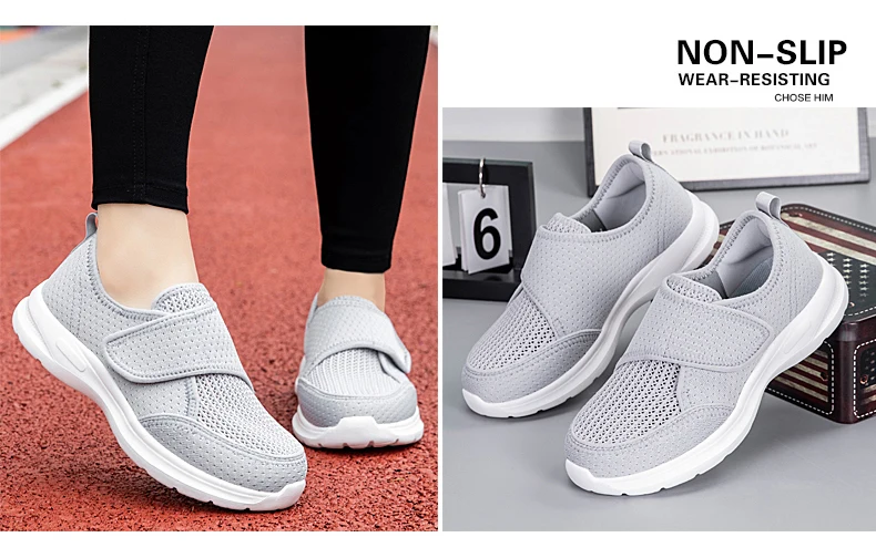 Damen-Sneaker für Orthopädie, Breite Füße, Geschwollene Füße, Geh- und Freizeitschuhe, Daumenkorrektur, Verstellbar, Bequem, Diabetiker-Barfußschuhe – Detail 12