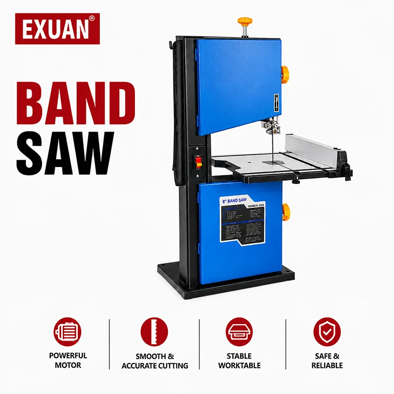 Benchtop Vertical Band Saw Woodworking Cutting Machine Powerful Motor Smooth Accurate Cutting Stable Workbench for Wood Metal