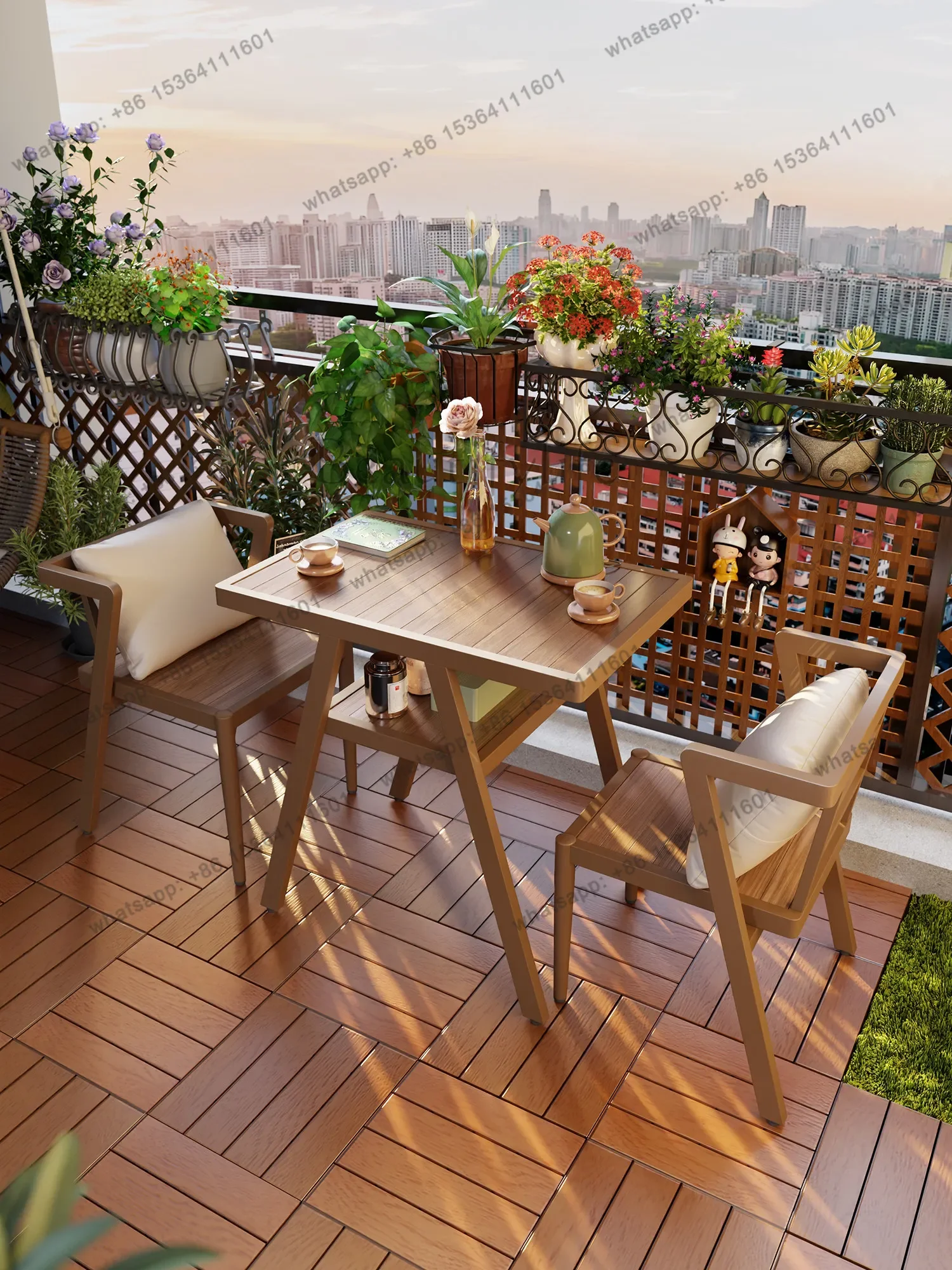 

FG11Small apartment with one table and two chairs, dining table, balcony, tea table and chair combination