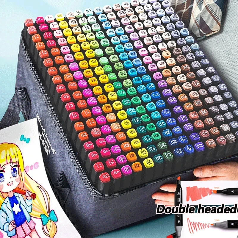 24-262 Colors Double Headed Oily Art Marker Pen Set for Draw Sketching Oily Tip Based Markers Graffiti Manga School Art Supplies