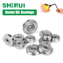 Router Bit Ball Bearings Guide Milling Cutter Bearing Wrench Set Head and Shank Bearings Accessories Kit 4.76mm 6.35mm 12.7mm