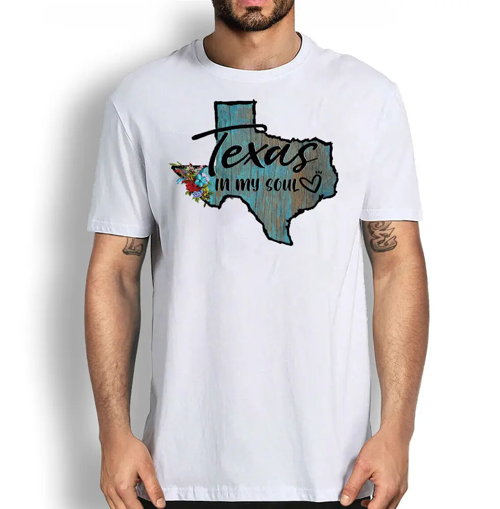 Texas T-shirt Texas In My Soul Novelty Graphic Tee Texas Soul Floral Shirt Graphic T-shirts Vintage High Quality 100%Cotton