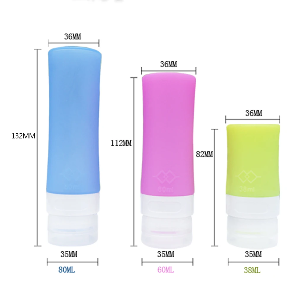 

38ml Silicone Travel Bottles Shampoo Shower Gel Toiletries Containers Reusable Portable Eco Friendly Wide Mouth Food Grade