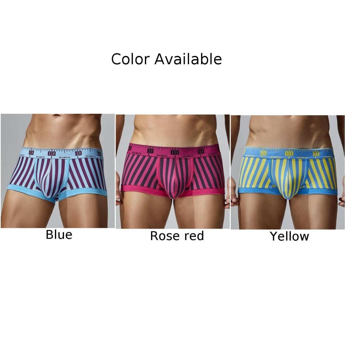 Mens U Convex Pouch Shorts Panties Tight Slim Low Waist Underpants Vertical Striped Briefs Seamless Elastic Underwear