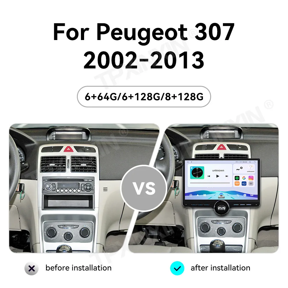 For Peugeot 307 2002-2013 Android Car Radio Multimedia Video Player Wireless Carplay Autoradio Stereo GPS Navigation Head Unit