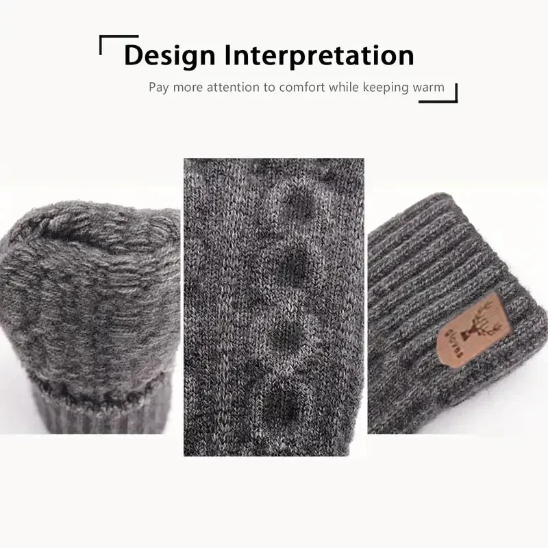 Luvas quentes de inverno com tela sensível ao toque unissex, luvas de malha para dedos, laváveis à máquina, ideais para viagens, ciclismo, esportes