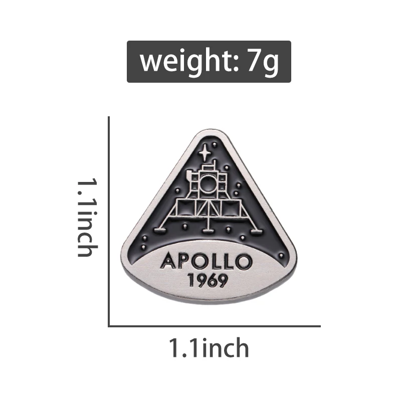 Apollo 11 Lunar Module 1969 Enamel Pin Lunar Landing Program Rocket Brooch Collection Commemoration Badge for Lapel Jewelry