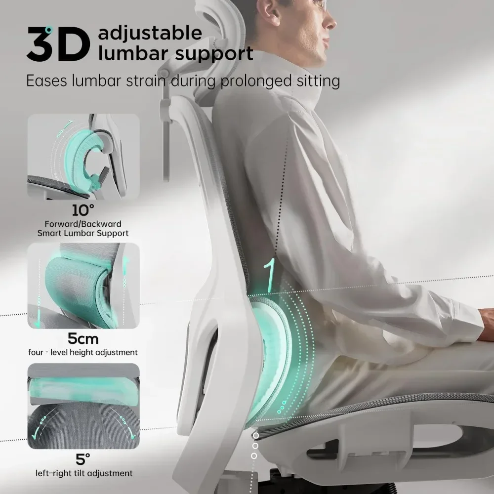 Mesh Chairs with 3D 360° Rotation Arms & 3D Headrest,Hbada P2 Ergonomic Office Chair, Office Chair with 3D Lumbar Support