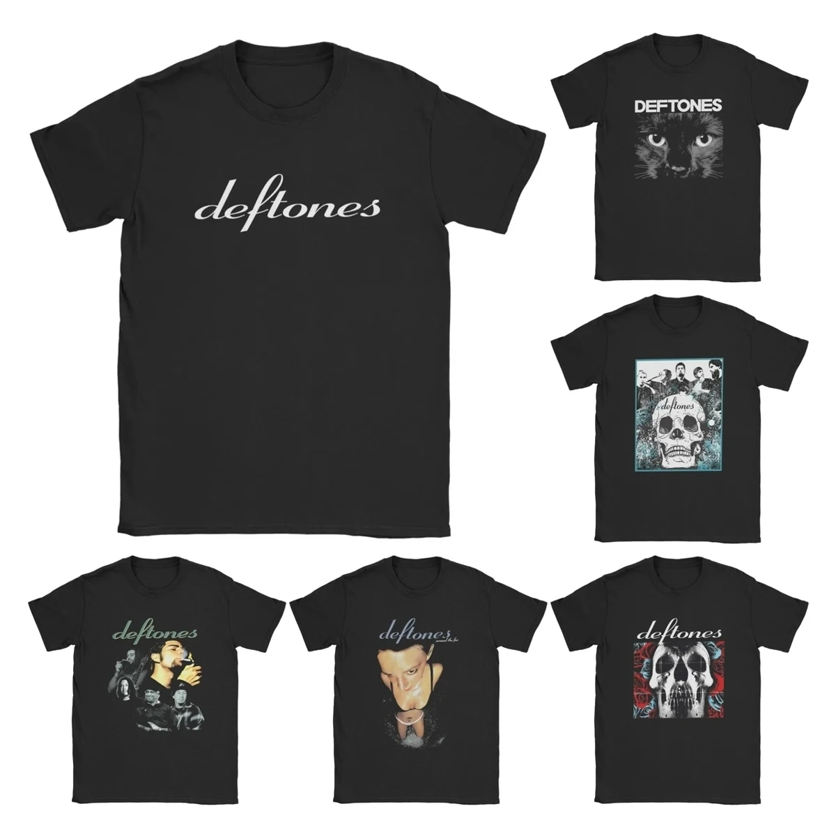 

Deftones белая футболка с логотипом для мужчин Harajuku Готическая японская винтажная хлопковая Футболка с круглым вырезом