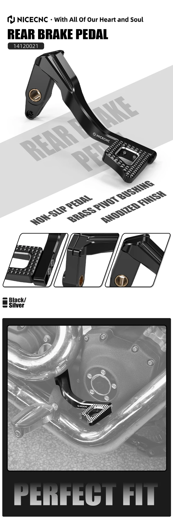 Für Harley Dyna Wide Glide/Street NICECNC Hinterradbremshebel-Pedalsatz für Harley Dyna Bob Low Rider FXDLS 2016–2017 Fat Bob FXDF – Detail 1