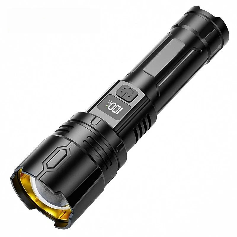 white laser outdoor emergency long battery life long-range long-range zoom intelligent electric display strong light flashlight