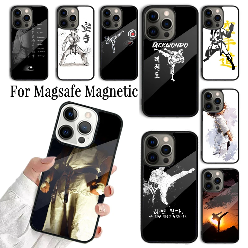 Phone Case For iPhone 16 15 14 13 12 11 Pro Max Plus Magsafe Magnetic Wireless Cover Kung Fu Karate Taekwondo Martial Arts