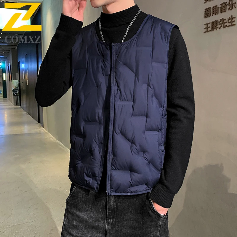 Lightweight Down Jacket Vest Men 2025 Winter Extremely Cold Thick Duck Down Sleeveless Coat Waistcoat Fashion Warm Puffer Jacket