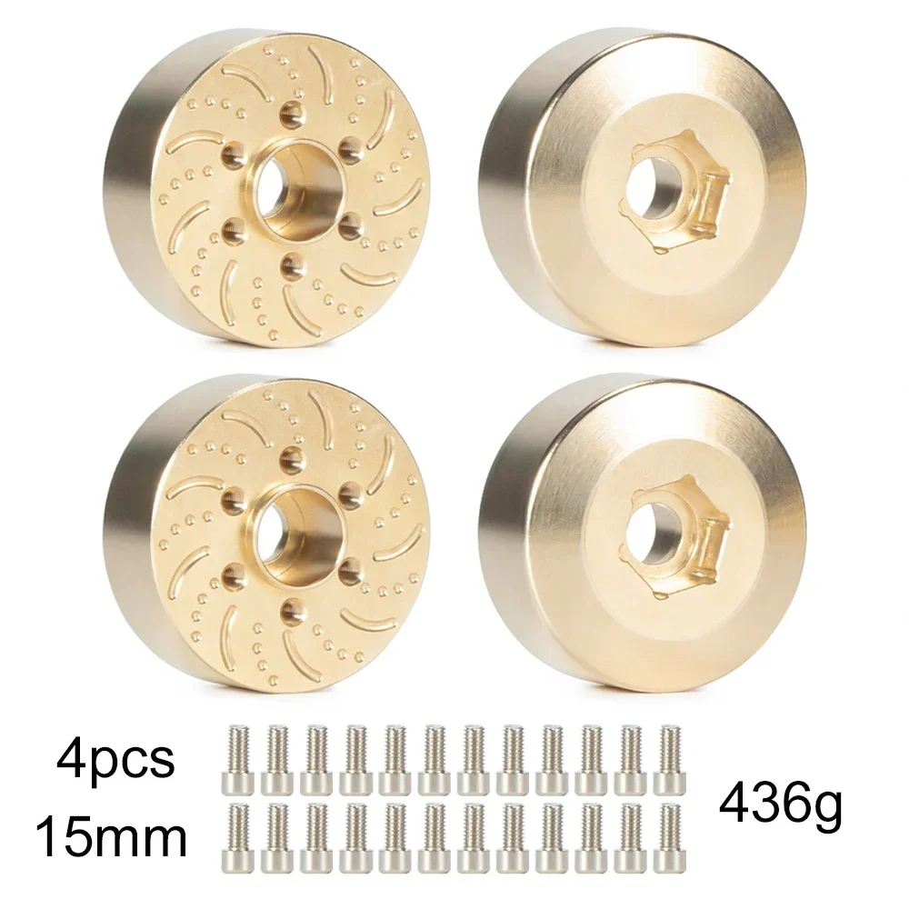 6MM 9MM 12MM 15MM 18,5MM 22MM Messing Radnabe Sechskantadapter Bremsscheibengewichte für 1,9 2,2 Beadlock-Räder SCX10 TRX4 Capra Wraith