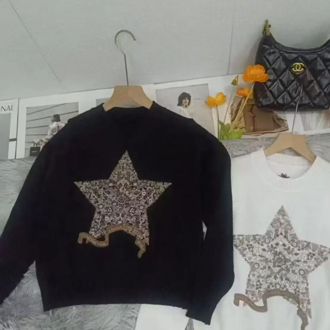 Women's Summer Star EmbroideryT-Shirt-Soft Knit Loose Fit O-Neck Tops 2025 Trendy Casual Elegant Breathable Daily Wear