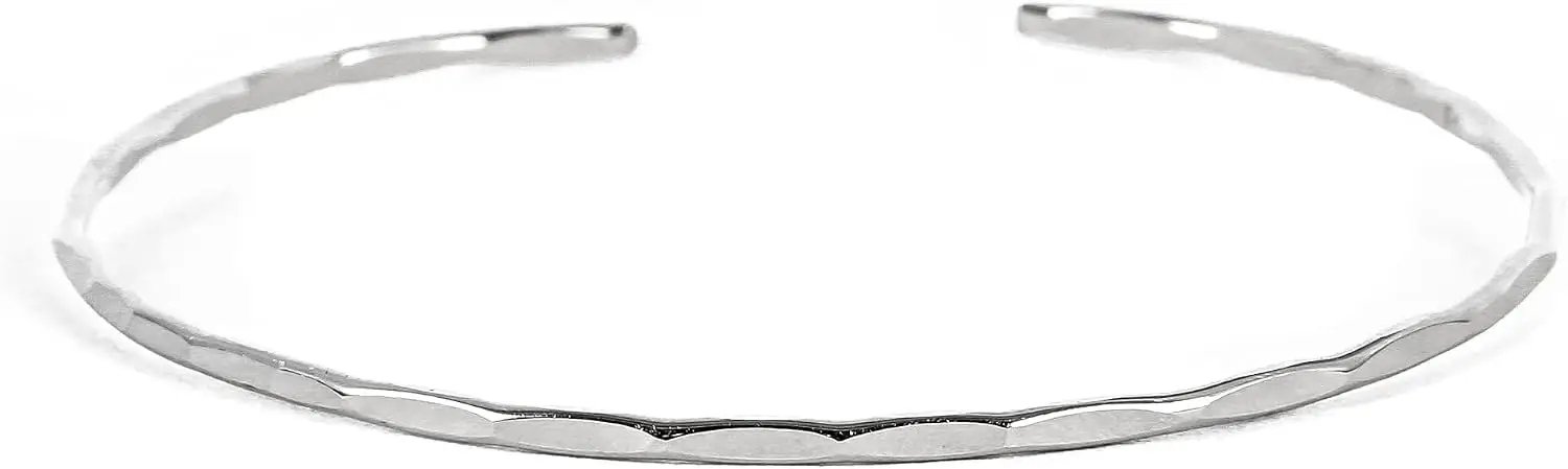 Thin Hammered Cuff, in Solid Sterling Silver, 14K Gold Fill, and Rose Gold Fill; Delicate Handmade Stacking Bracelet for Women by Lotus Stone Design