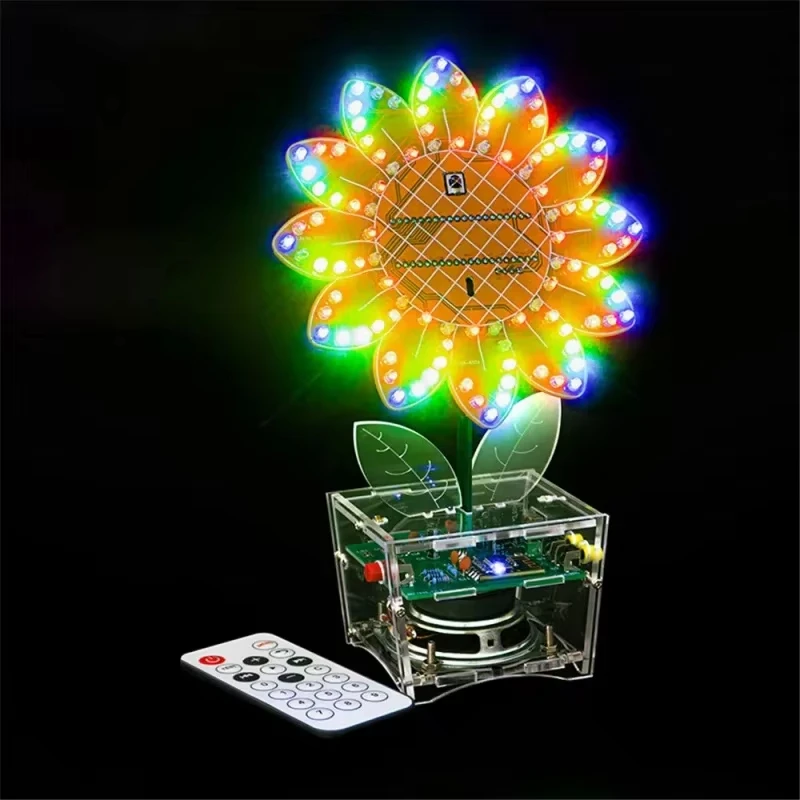 DIY Sunflower Bluetooth Speaker LED running light Remote Control Electronic Kit Fabrication DC5V DIY Soldering Project