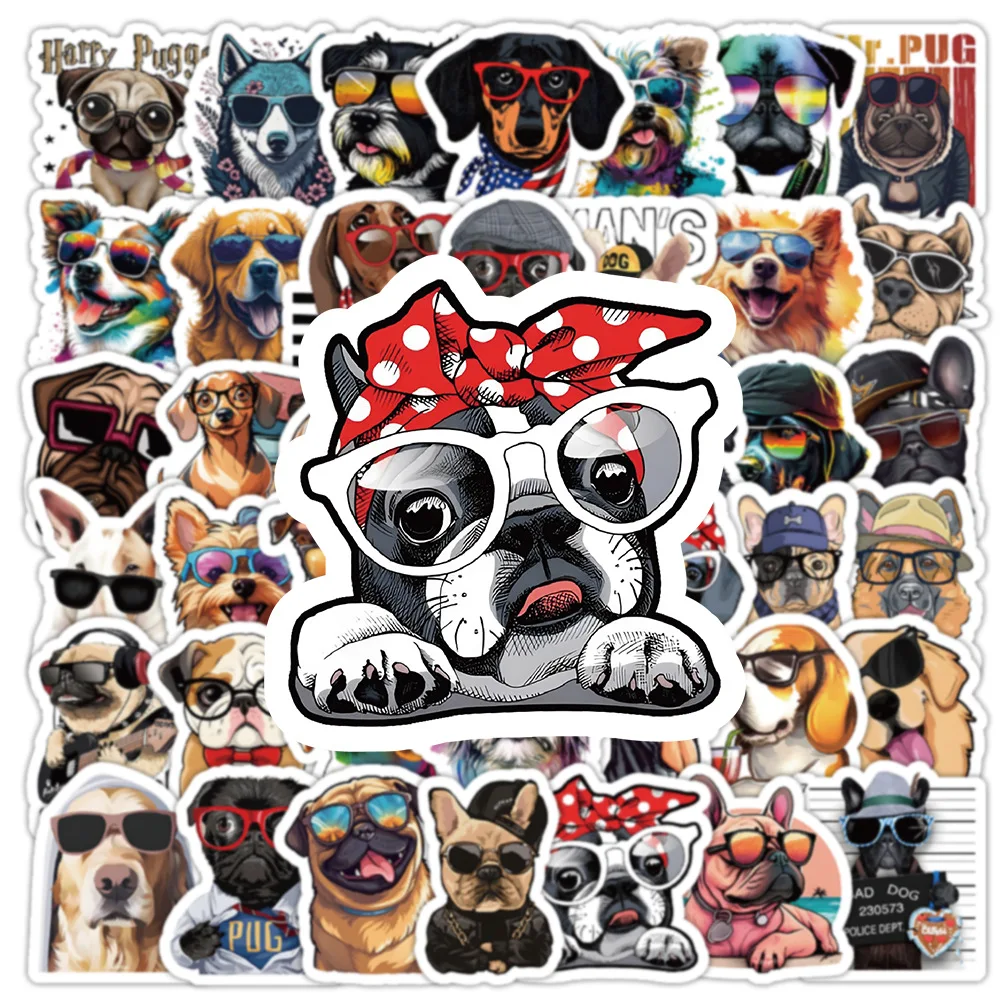 Autocollants waterproof motif chien drôle et cool, 10/50/100 pièces, stickers, graffiti, pour tasse à eau, téléphone portable, skateboard, ordinateur portable, casque, DIY bricolage