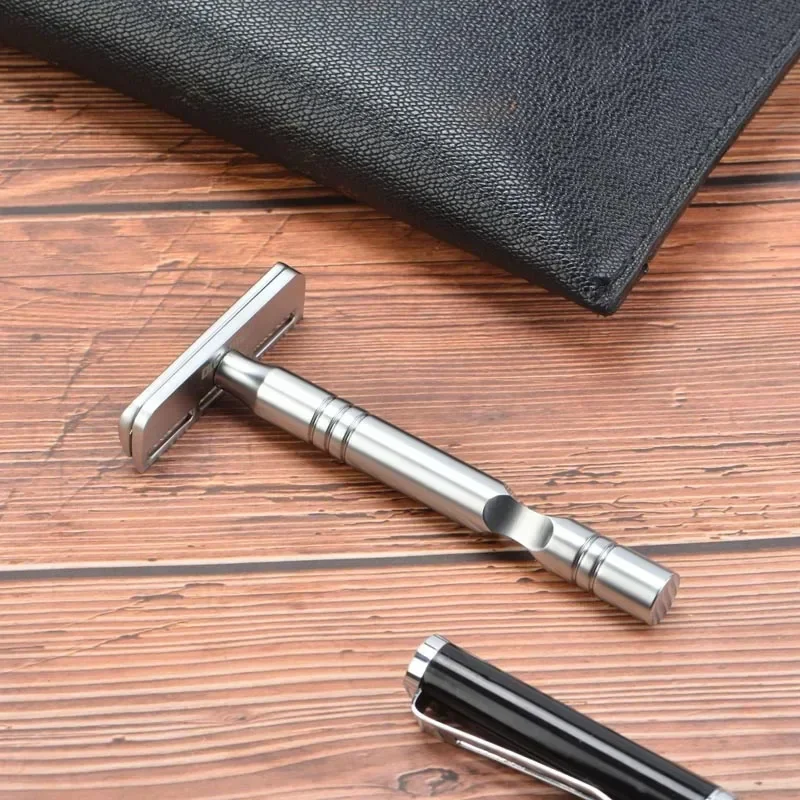 YAQI Man's Matte Chrome Color AC Blade Tools Excalibur Single-edged Shaving Safety Razor Hair Style Beard Accessory