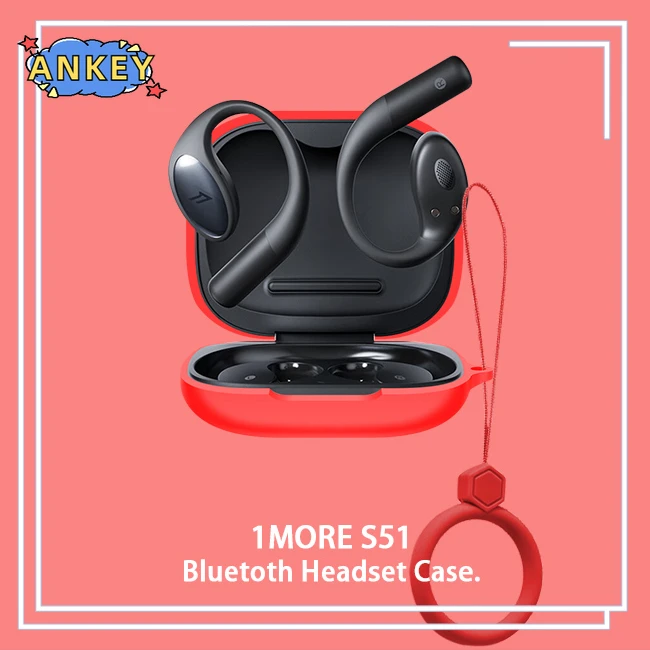 Casing untuk 1 lagi penutup pelindung S51 cincin Anti jatuh earbud Bluetooth nirkabel silikon lembut pembawa