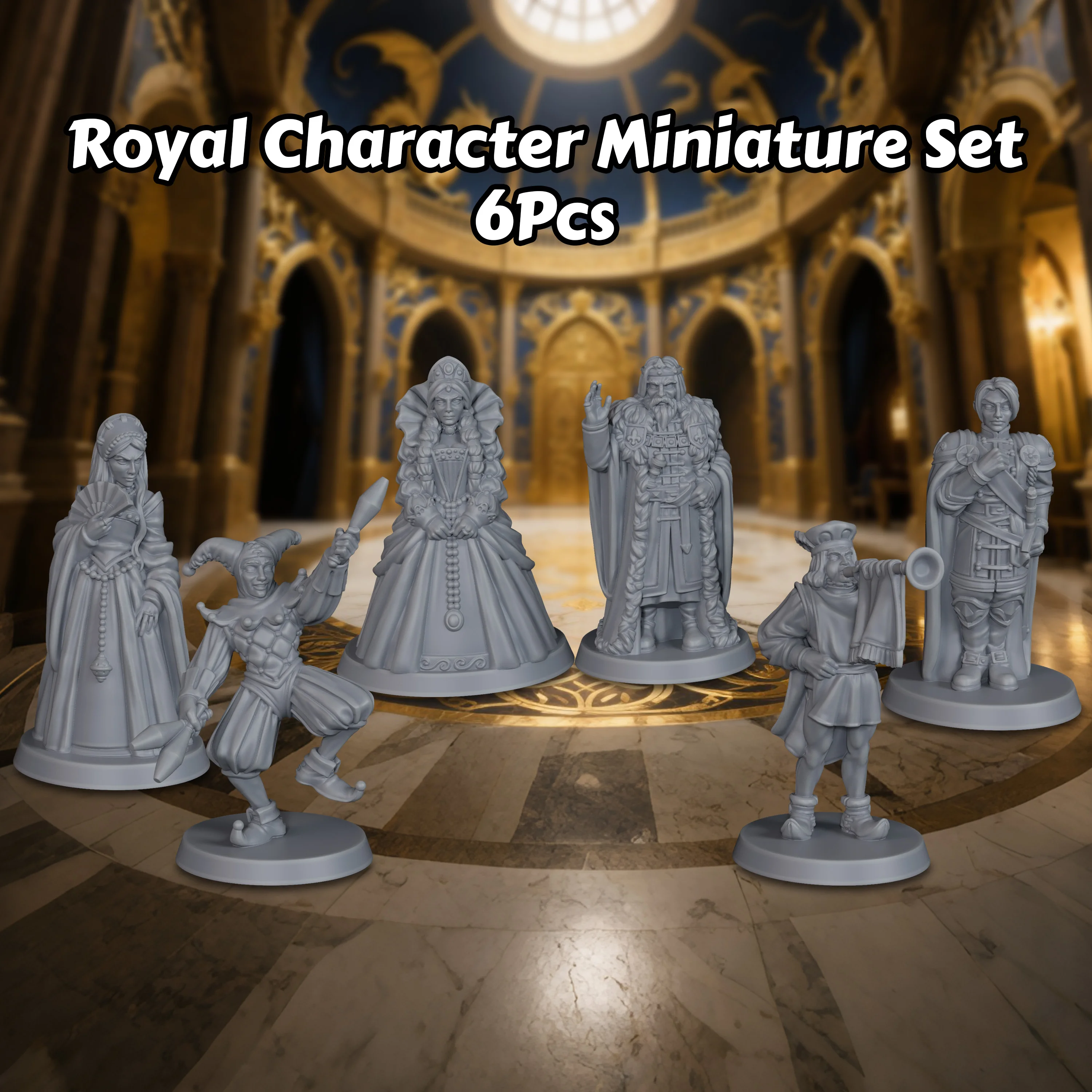 6 Miniaturas de Personajes Reales para Juegos de Rol de Mesa - Figuras Medievales para Escenas de Castillo, Compatibles con Juegos de Rol de Fantasía