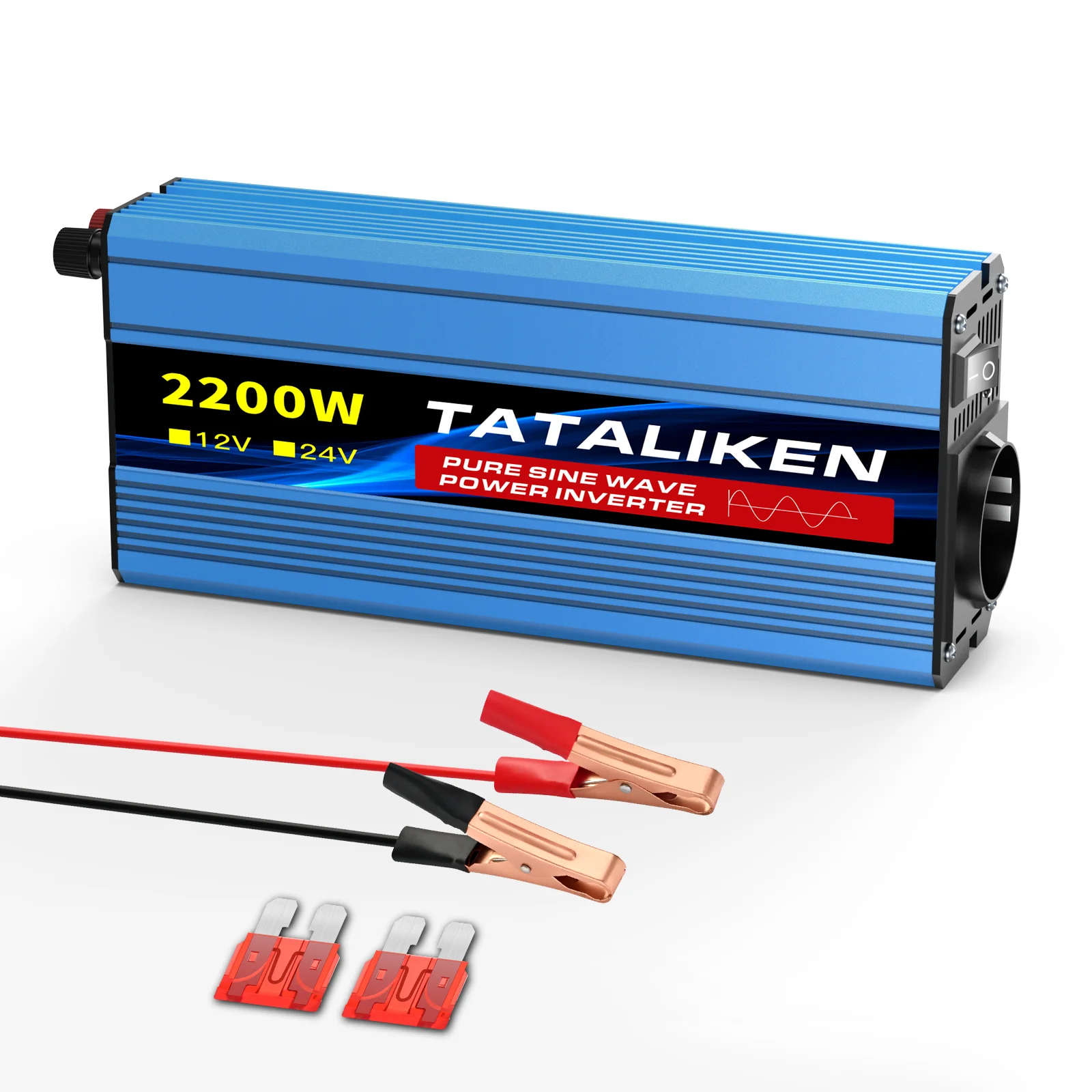 5000W Hochleistungs-Reiner-Sinus-Wechselrichter DC zu AC 220V 50Hz, 4 EU-Steckdosen, Digitales LCD-Display, Thermostatgesteuerter Lüfter für LKW