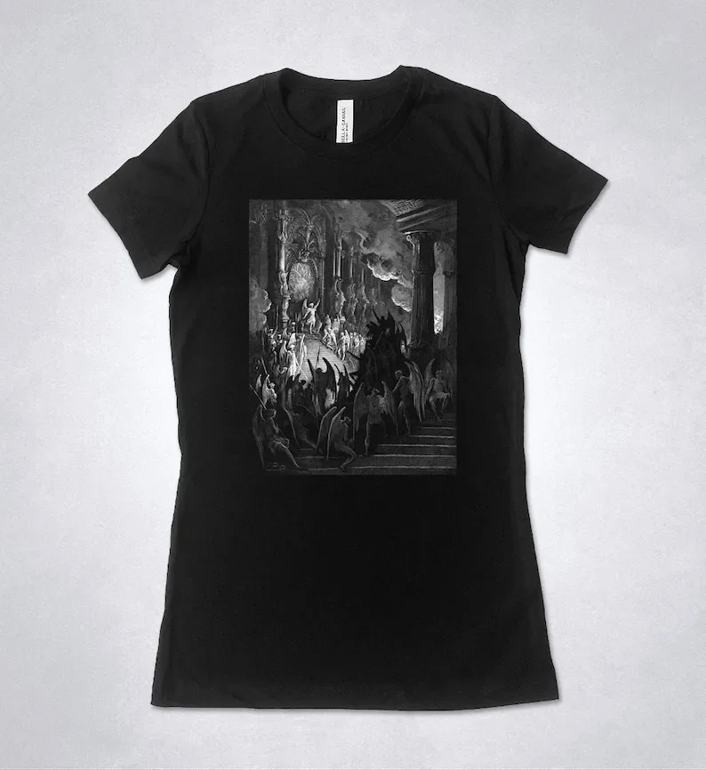 GUSTAVE DORE t-shirt - Satan in Council, John Milton - Paradise Lost, Gustave Dore engraving, Lucifer, Fallen Angel, Satan