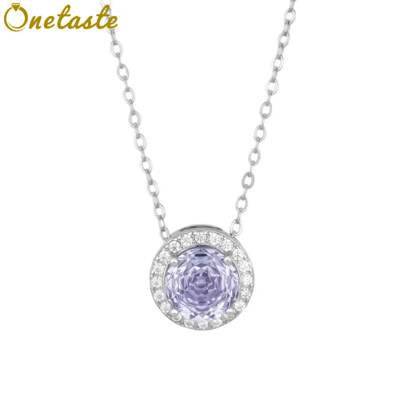 

925 Sterling Silver Cubic Zirconia Diamond Round Disc Pendant Necklace Women Sparkling Trendy Stackable Choker Necklaces Gift
