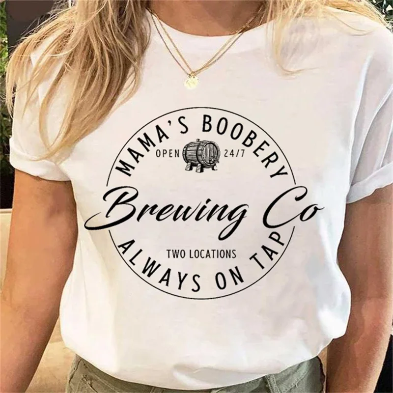 Simple And Funny Women's Plant Flower T-shirt Fashion Cartoon Happy Time Mom Cartoon T-shirt Pattern Top Letter Printed T-shirt.