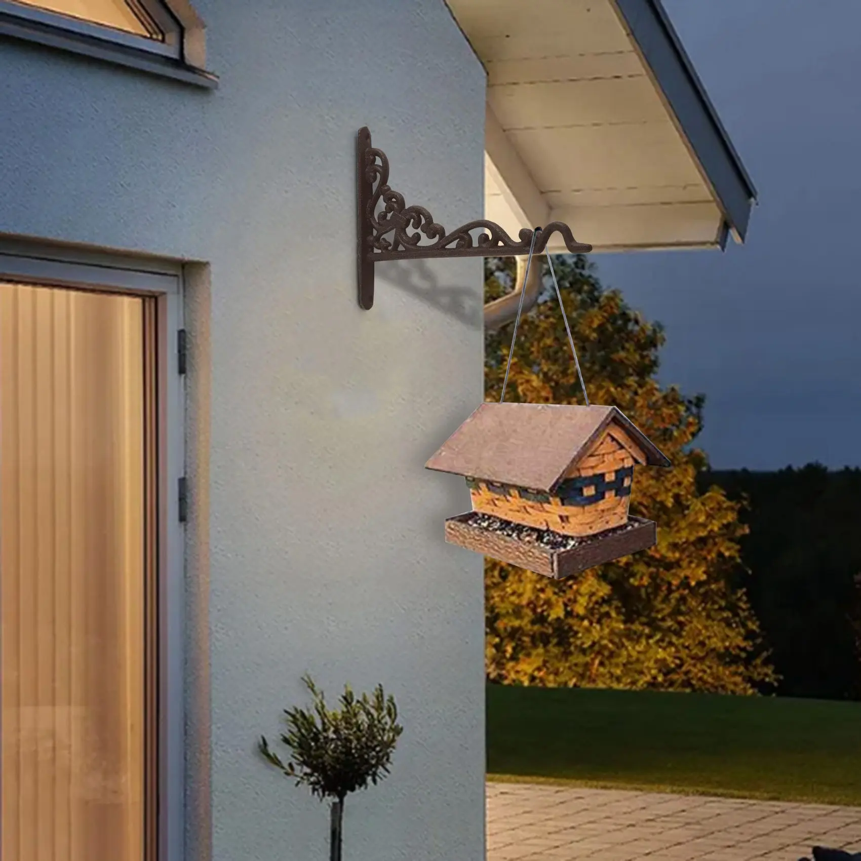 AD23-2 حزمة نبات الحديد الزهر شماعات المزارعون المعلقة سلة جدار هوك مع مسامير ، حوامل جدارية معدنية خمر لتغذية الطيور ، Pl