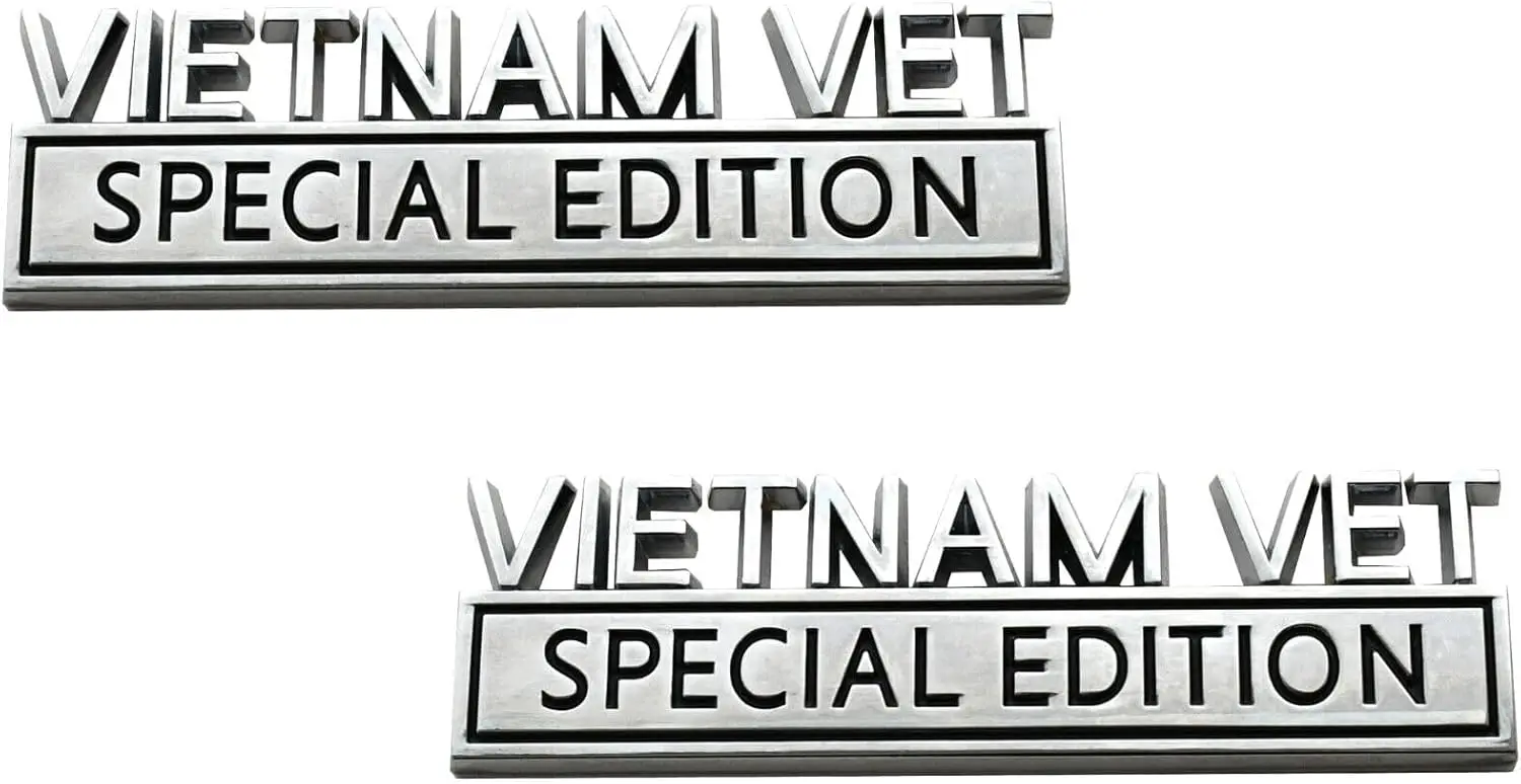 

2pcs Vietnam Vet Special Edition Emblem 3D Metal Badge Veteran Sticker for Universal Vehicle, Car, Truck, SUV (Silver Black)