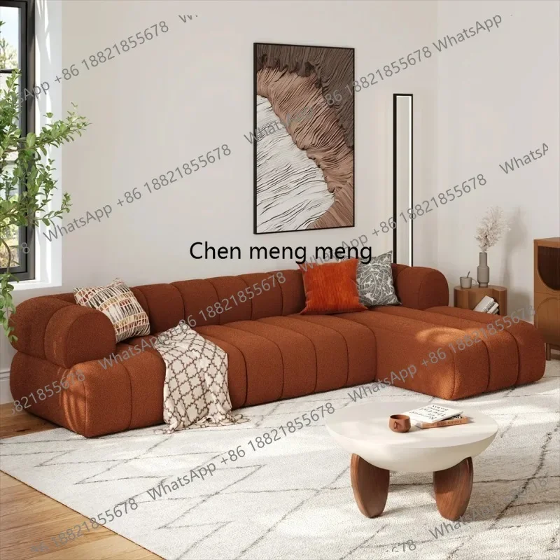 RR Shaped Compressed Sofa Boneless Couch For Living Room Apartment Bedroom Sherpa Linen Sectional Sofa With Chaise furniture