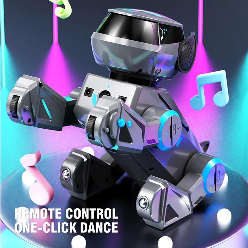 Cão robô rc controlado inteligente com movimentos de dança invertido rotação flip brinquedos educativos para meninos presentes do dia das crianças