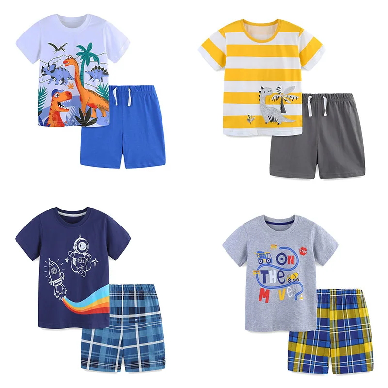 Summer 2-7T Boys Girls Dinosaur Outfit Set Tops Shorts 2PCS Baby Fashion Clothing Suits for Boys And Girls