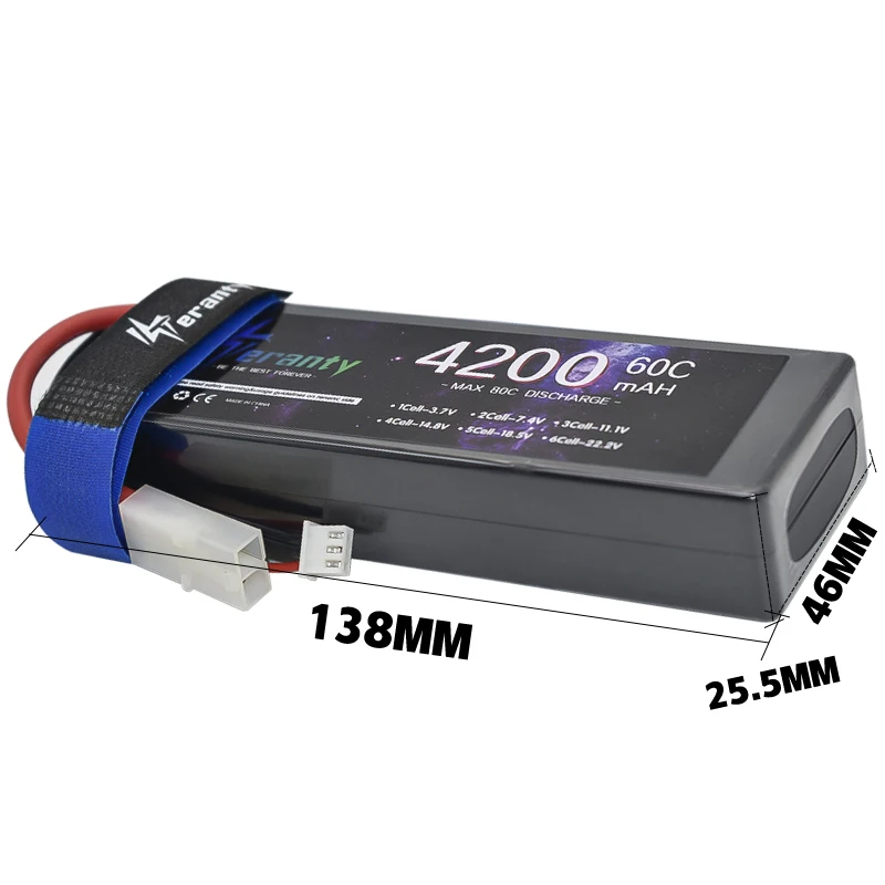 RC 자동차 트럭 탱크 레이싱 취미용 리포 배터리, T 플러그 딘 XT60 커넥터, 4200mAh 60C 하드 케이스, 2S 7.4V