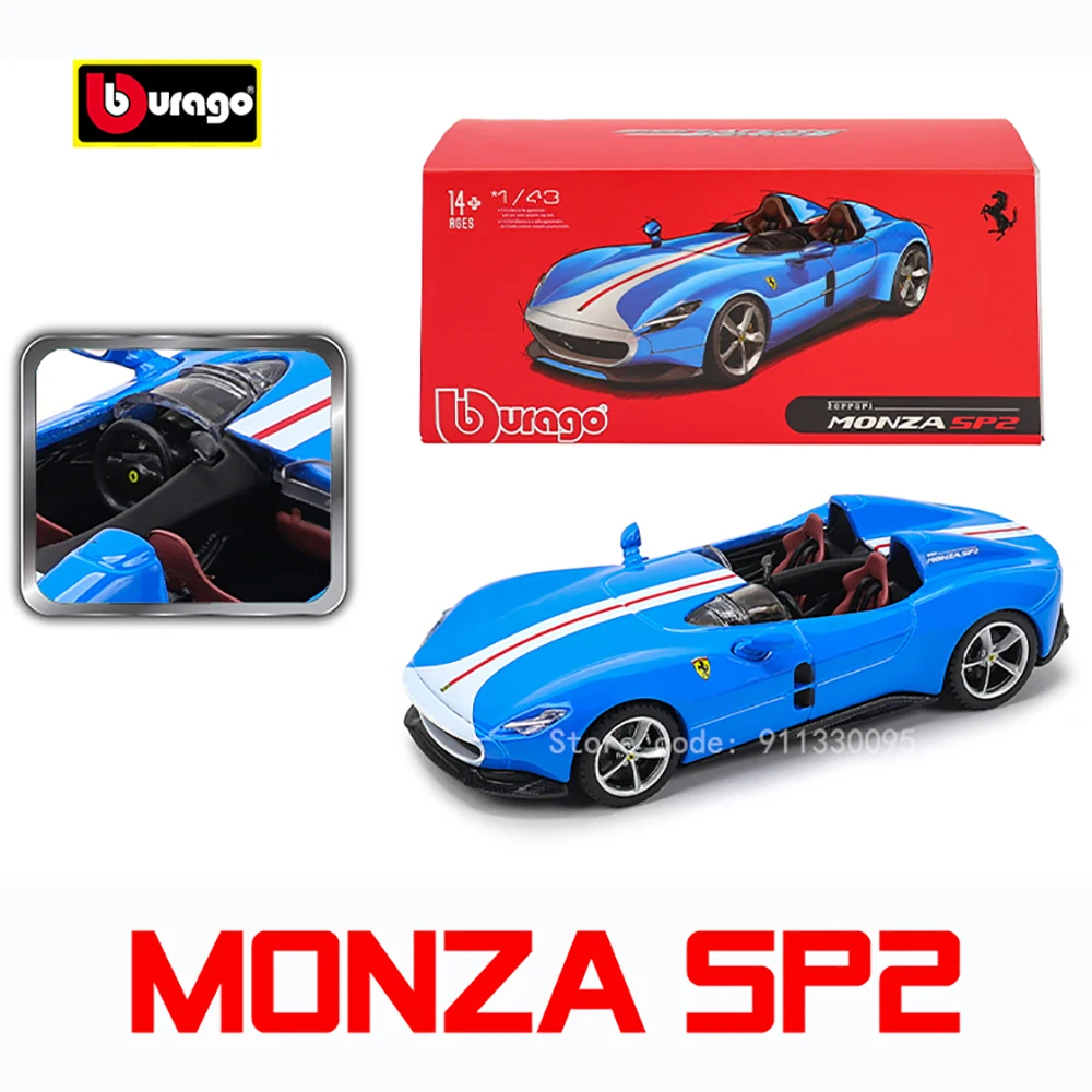 Bburago 1:43 Scale Ferrari Monza SP2 DAYTONA SP3 white Alloy Luxury Vehicle Diecast Cars Model Toy Collection Gift