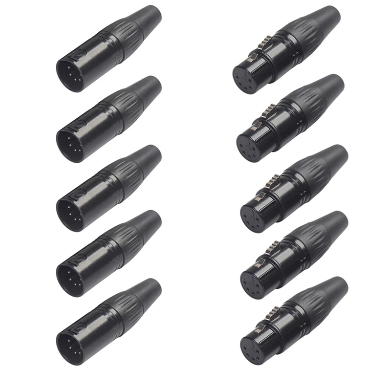 10 قطعة 5Pin XLR لتقوم بها بنفسك لحام DIY بها بنفسك من كابلات الصوت المختلفة ، كابلات الميكروفون ، كابلات Dmx XLR 5Pin-T45C