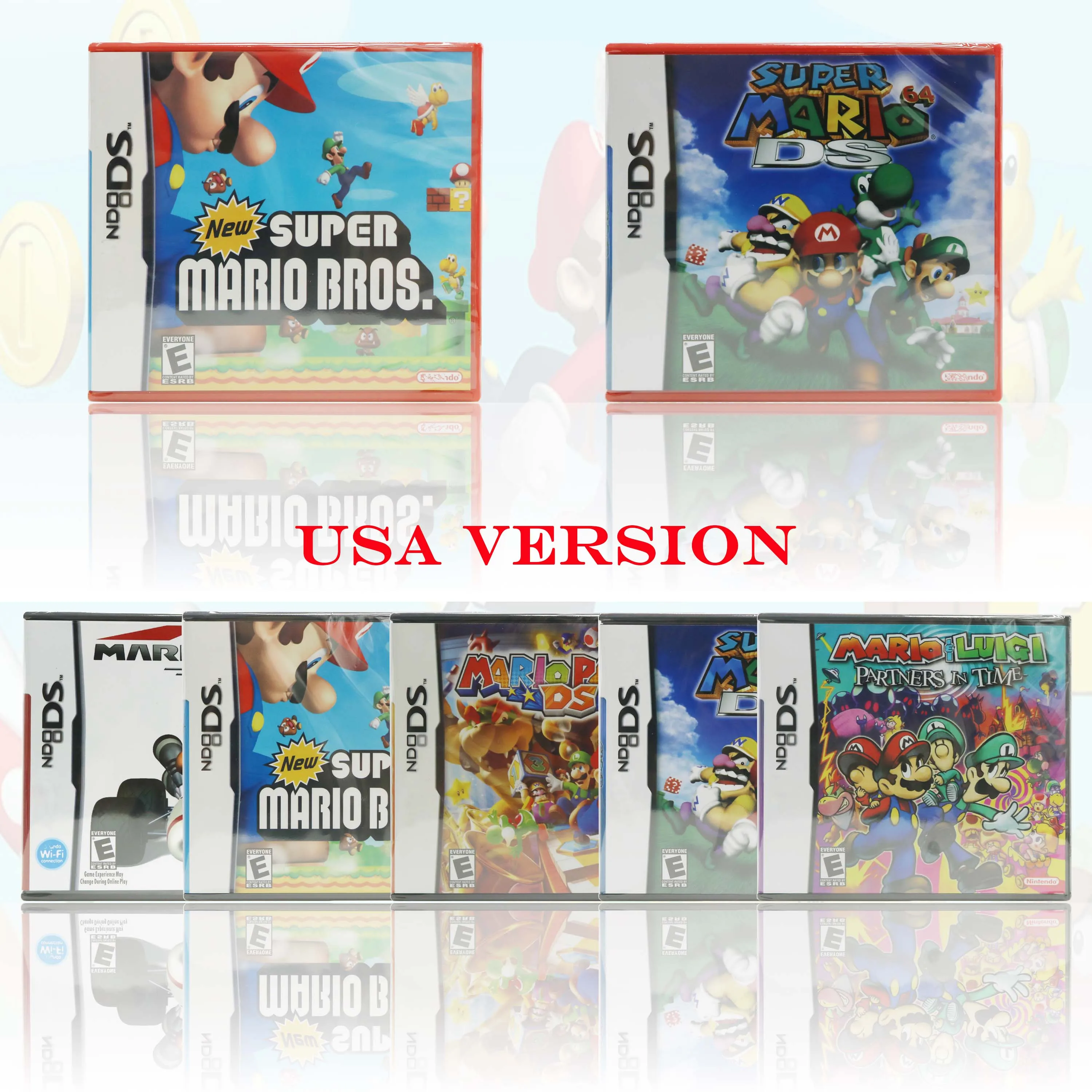 USA Version Super Mario 64 DS/Mario Bros/Kart/Party/Partners in Time Series  DS Game Card Black Case Sealed Package With Manual