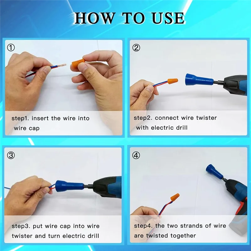 

Exquisite-2PCS Wire Twisting Spinner,Spin Twist Wire Connector Socket,Wire Connector Driver With 1/4In Chuck With 100Pcs Wire Ca