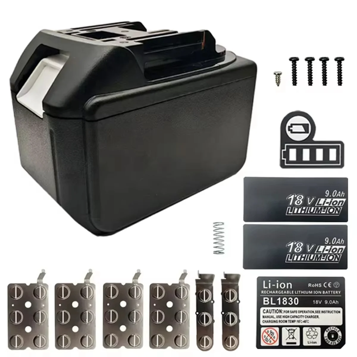 

AA25 BL1890B Lithium Ion Battery Plastic Case 15X18650 for 18V Li-Ion Battery Pack Box Top Bottom Shell with Sticker