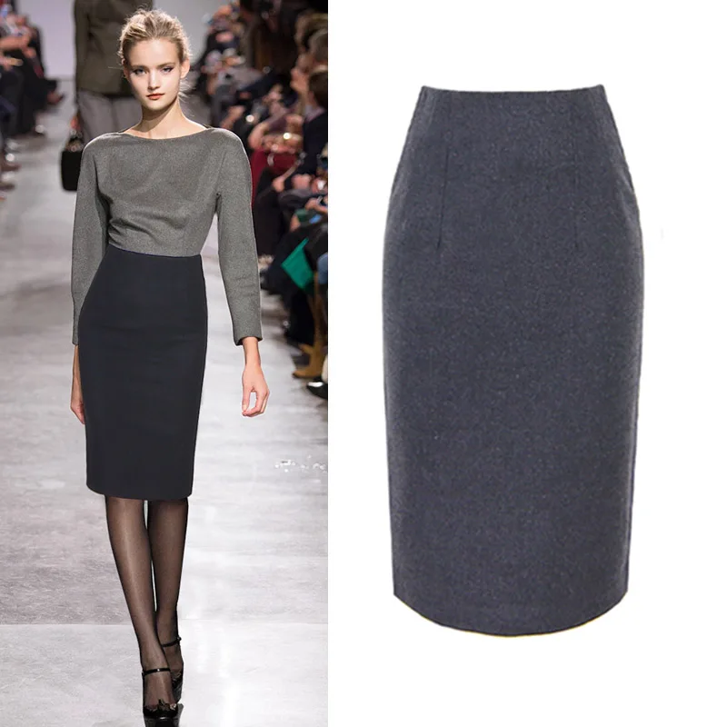 

Осенне-зимняя утепленная шерстяная юбка средней длины с высокой талией, деловая женская юбка А-силуэта до середины бедра, базовая модель