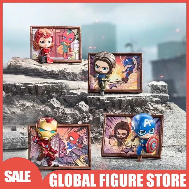 11 см фоторамка Marvel слепая коробка Железный человек и Человек-паук мини-фигурка набор аниме Коллекционная игрушка-сюрприз идеальный декор для стола подарок