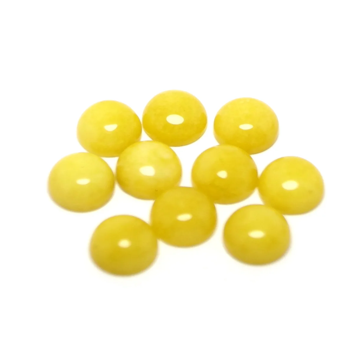 

10pcs Round Lemon Color Cabochon Stones,12mm Polished Flat Back Clock Cabochon Stone,Earring Jewelry Necklace Bracelet Making